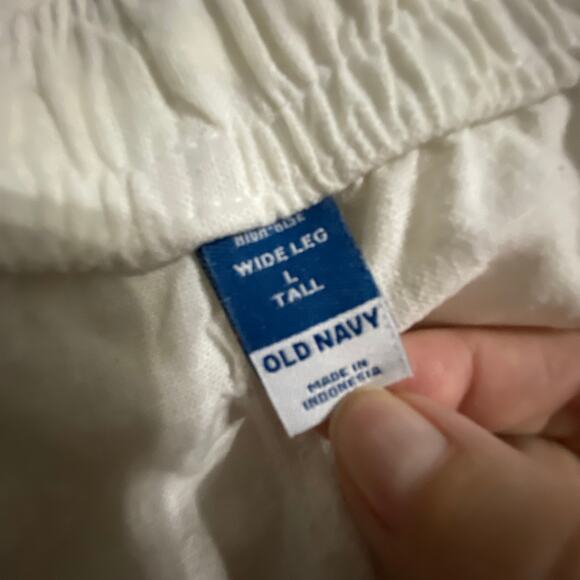 White Old Navy wide leg linen blend pants womens size large Tall length - Picture 6 of 7